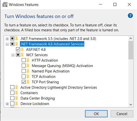 Abilitare la funzione di attivazione wcf http in windows server 2016